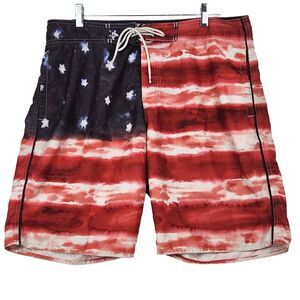 American Eagle Mens Board Shorts Large American Flag Stars Stripes Patriotic